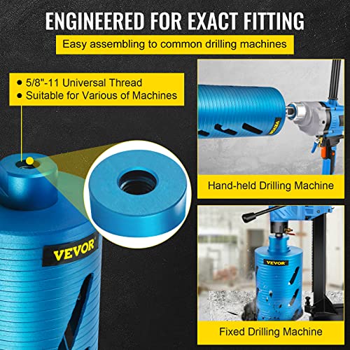 Vevor Core Drill Bit, 4" /101.6 Mm Diameter 5/8"-11 Shank Arbor With A Pilot Bit & 4.5" Blade, 9.5" /241.3Mm Depth Diamond Dry Coring Bore Tool, Masonry Hole Saw Bits For Hard Concrete Brick And Block #TOP3