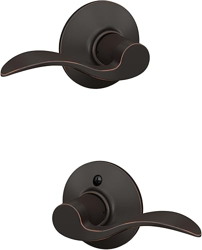 SCHLAGE - Manija de puerta Accent con cerradura de paso libre para pasillo y armario en bronce antiguo - F10 ACC 716