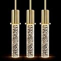 3 Pack Mini Integrated Hanging Crystal Kitchen Island Modern Concise Rod Pendant Ceiling Light Fixture,Gold Finish Kitchen Island Dining Room Bedroom Hallway,