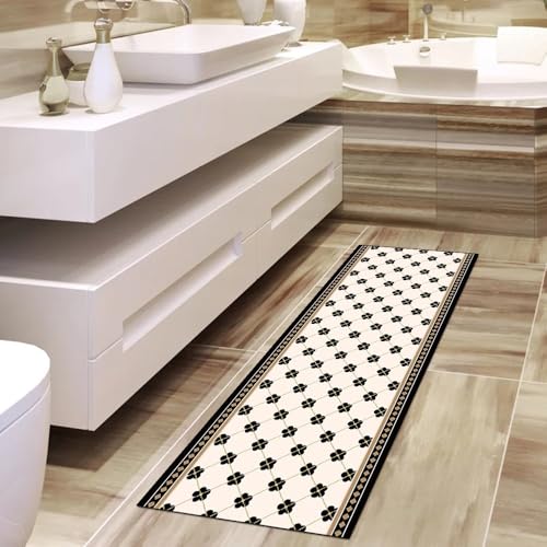 Alfombra de pasillo de 80x150 cm moderna textil lavable beige para hogar 6