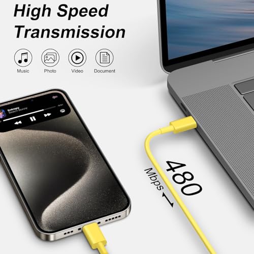 Image of iPhone 17 16 15 Charger Fast Charging 6FT - 20W USB C Charger Block with 6FT Type C to C Cable Compatible with iPhone 17 /17 Pro /17 Pro Max /Air /16 /16e /15, iPad Pro, iPad Air (Yellow)