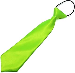 Corbata elástica de satén de color sólido para niños, para escuela, boda, para niños, fácil de llevar, 19 colores, verde manzana, Talla única