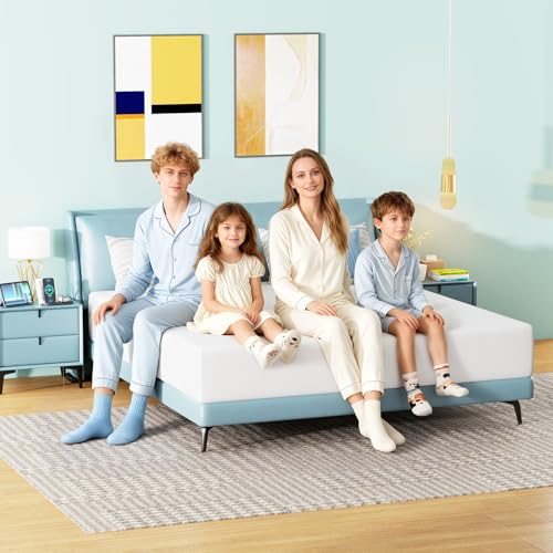 Image of FDW 12 Inch California King Mattress, Medium Firm Base Foam, Breathable & Comfortable with Removable Washable Zipper Cover, Bed in a Box, CertiPUR-US Certified, White