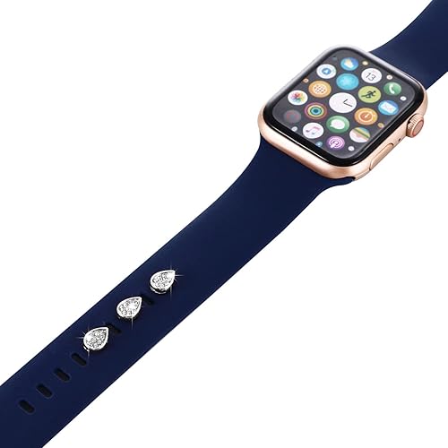 Miniatura 3 de 3 piezas de clavos decorativos de metal brillante compatibles con Apple Watch Band 45444241401.496 in bandas de silicona para mujeres iWatch Series