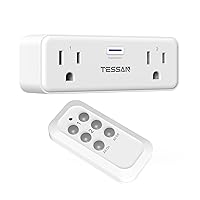 Vista 1 de TESSAN - Enchufe de toma de corriente con control remoto, interruptor de luz inalámbrico con 2 tomas independientes, interruptor de toma