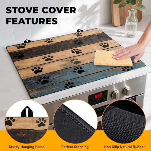Image of Stove Top Cover Retro Flower Gas Stove Top Cover for Home Decoration Kitchen Pad Non-Stick Washable Cooktop Covers Countertop Protector Keep Stove Clean 28 inchx20 inch (Texture-1)