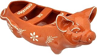 Vintage Portuguese Traditional Clay Terracotta Sausage Roaster Made In Portugal Happy Pig