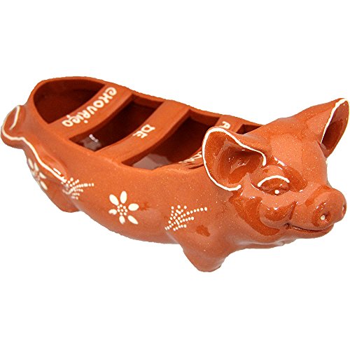 Vintage Portuguese Traditional Clay Terracotta Sausage Roaster Made In Portugal Happy Pig