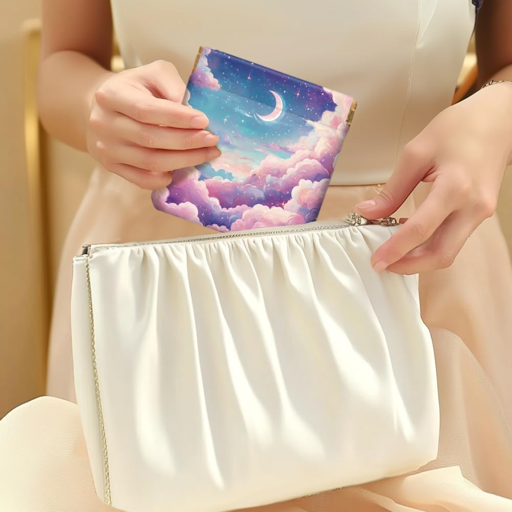 Peacoblue 4Pcs Small Leather Squeeze Coin Purse for Women-Clouds And Stars Pattern Waterproof & Durable Snap Closure Change Pouch Mini Money Wallet Bag for Adult Teen Girls Best Gift - Image 5