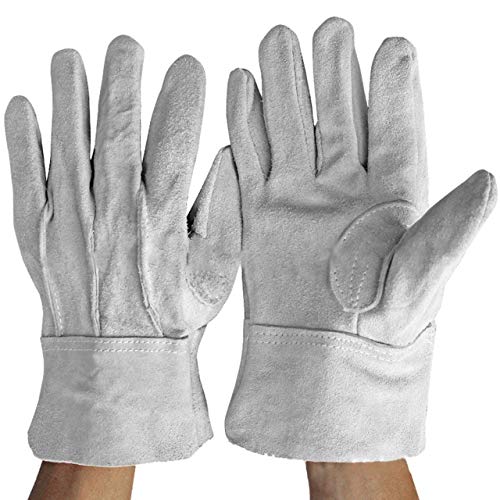 Fireproof Durable Cow Leather Welder Gloves Comfortable Anti-Heat Work Safety Gloves for Welding Metal Hand Tools (Random) Jasnyfall