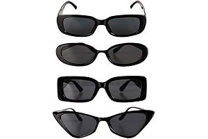 Exquisite Women's Sunglasses 4-Pack: Black Retro Eyewear for a Captivating Look I...