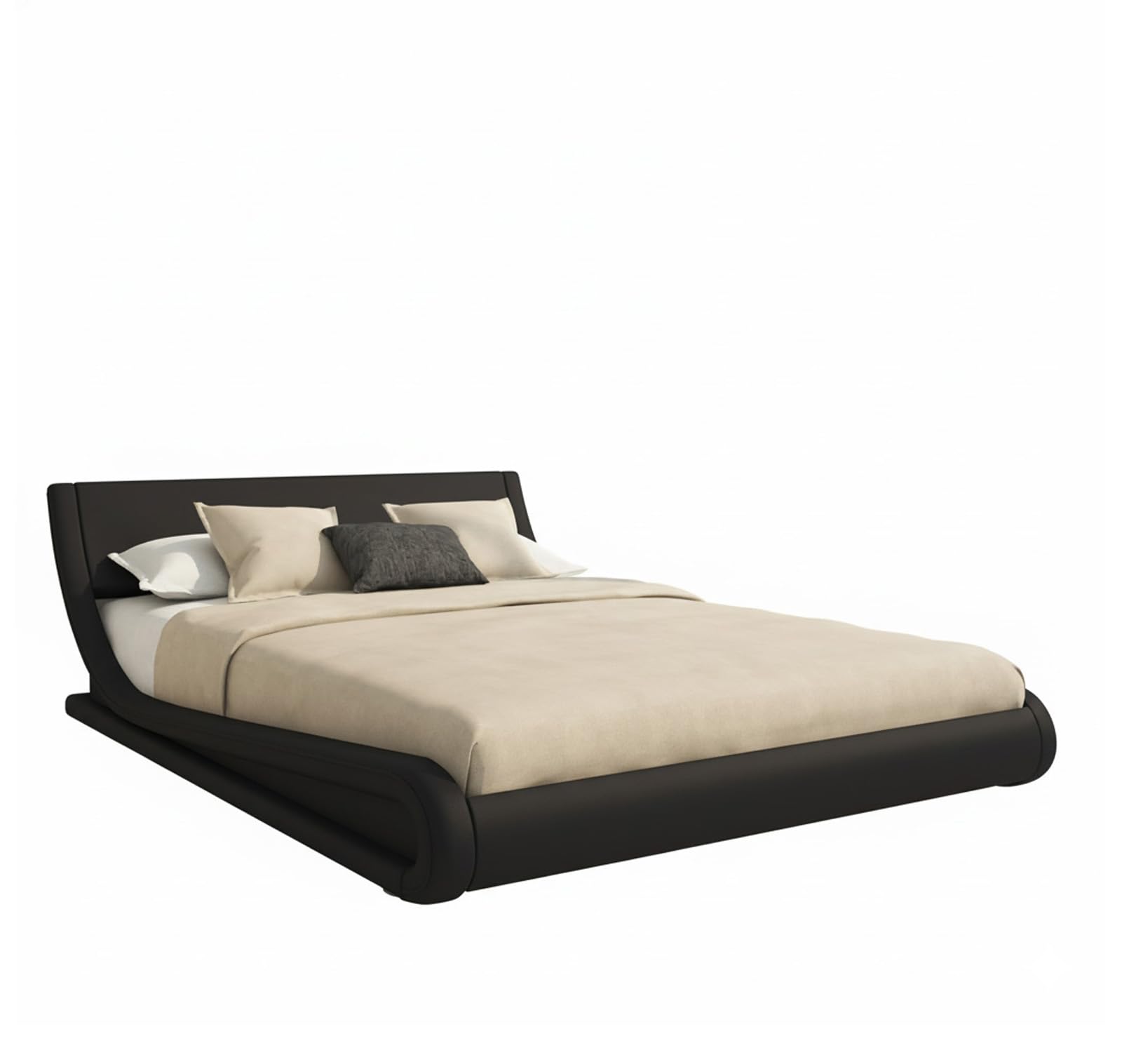 MB Muebles Bonitos | Lit Double Alessia avec Coffre de Rangement | pour Matelas 180x200 cm | Cadre de Lit en Simili Cuir Noir avec Sommier à Lattes | Design Moderne et Élégant