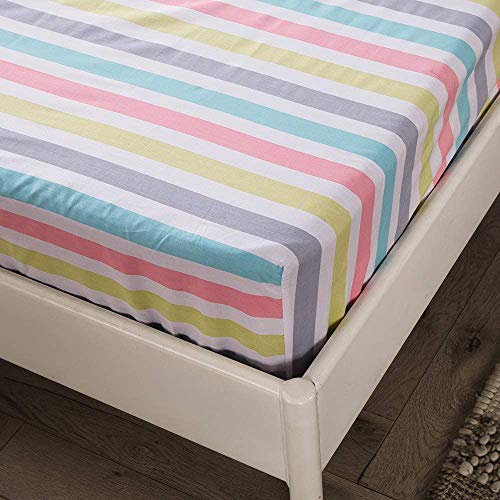 Cotton Deep Pocket Fitted Sheet Twin Modern Striped Bedding Sheet Lightweight Soft Kids Girls Cotton Bed Sheet For Teens Adults Twin Bed Fitted Sheet For All Seasons (No Pillowcases) #TOP4