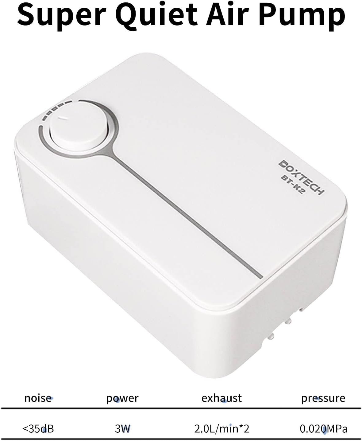 Fish Tank Air Pump Kit, Aquarium Air Pump with Control Valve, 2 Pcs 4 Inch Air Stone Airline Tubing