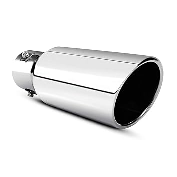 Apeixoto 1.5-2.0 Inch Adjustable Inlet Exhaust Tip 3.5 Inch Outlet 9 Inch Long Polished Stainless Steel Exhaust Trip with Bolt On Design