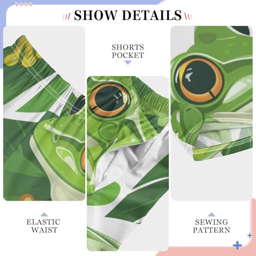 Frog and Leaf Print Boys Long Pants Soft Trousers Elastic Waist Kids Lounge Bottoms with Pockets S-XL4