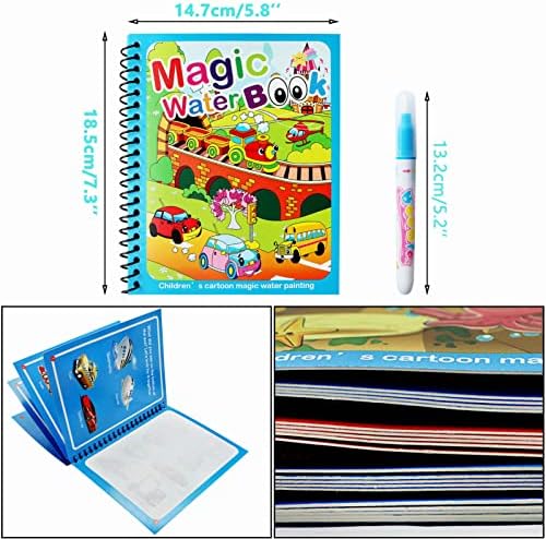 4pcs Magic Water Colouring Book, LONTOM Children Reusable Drawing Book with Pen, Early Education Doodle Painting Toys for Boys Girls Kids Ages 2 3 4 Years Plus Educational Learning Gifts