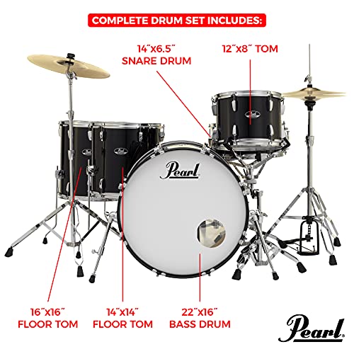 Image of Pearl Roadshow RS525WFC /C31 5-Piece Drum Set, Jet Black