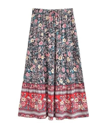 Jupe longue bohème légère et anti-chaleur à motifs fleuris