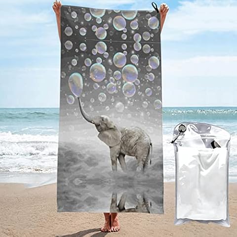 BYTKMRY Cute Elephant Play Microfibre Beach Towel, Large Bath Towel Lightweight Towels Gym Yoga Mat For Travel, Swimming, Camping, Holiday Cover