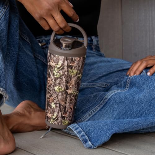 Image of HydroJug Insulated Protein Shaker Bottle 24 oz, Silent Mixing, Woodland | Leak-resistant, triple wall insulated, flip-top cap, antimicrobial Tritan lid, bucket handle, cup holder fit, dishwasher safe