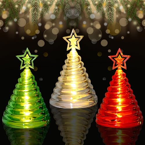 Weihnachtsdeko Weihnachtsbaum mit LED Licht,3er LED Kerzen Kristall...