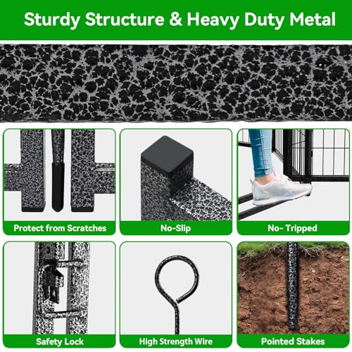 Dog Playpen Outdoor Extra Wide 12 Piece Panels Heavy Duty Anti-Rust Coating-Strengthened Dog Fence 40" Height with Doors Portable for RV Camping Yard, Total 32FT, 79 Sq.ft, Snowy Black - Image 7