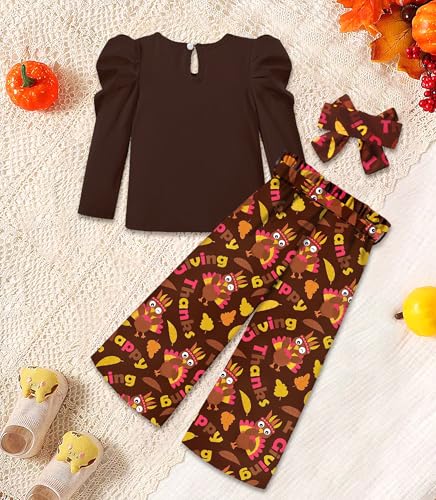 Image of MIGU Toddler Girl Clothes,Girls Fashion Clothes Puff Sleeves Shirt Pants Headband 3Pcs Girls Gifts Sets