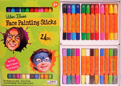 Face Painting Sticks 24 Color Set -Long Lasting Twist up Crayon Style Sticks
