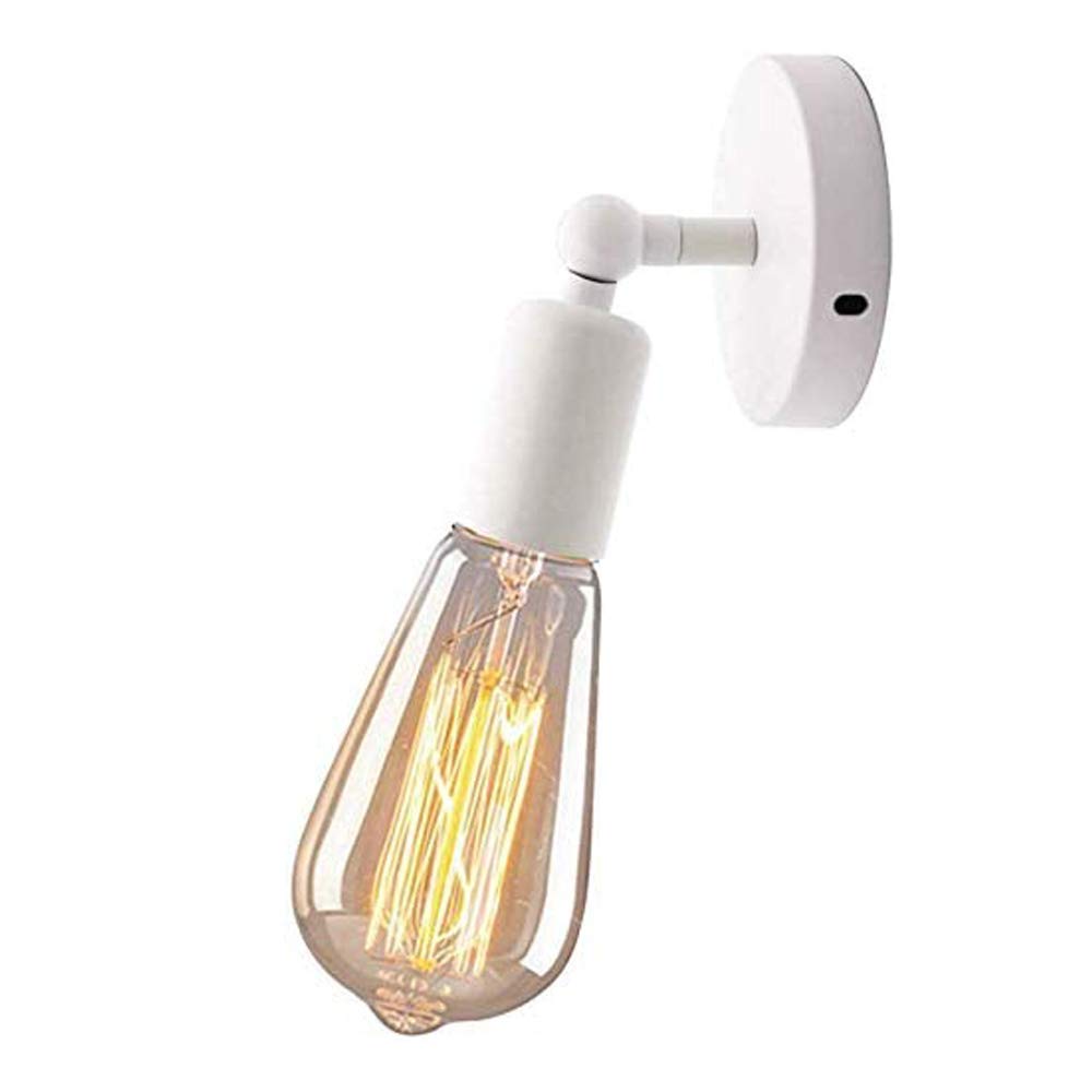 Mengjay Black Wall Lights Vintage Wall Sconce Rust Antique Lamp E27 Lamp Socket Edison Retro Simple Wall Lamp Kitchen Family Restaurant Bar Stairs Corridor Cafe Decoration (Without Bulb) White