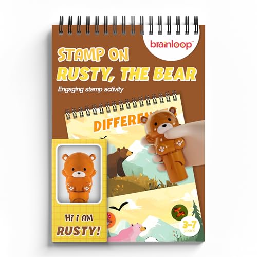 Image of Stamp On Rusty, The Bear, Sticker Stamp and Activity Pad with 10 Pages, 100 Stickers, 1 Stamp Toy Collectible Figure, Fun Learning Activity, Return Gifts for Children from 3 Years