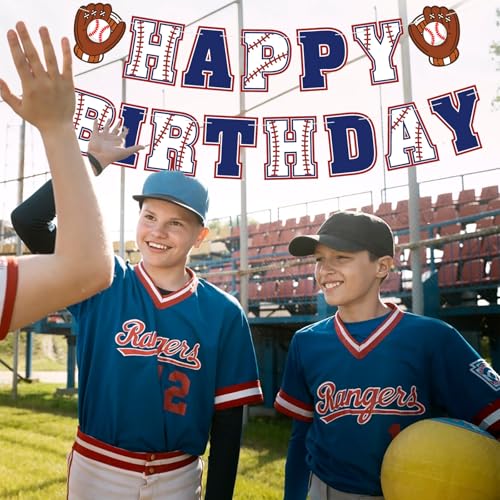 Image of Baseball Birthday Banner, Baseball Happy Birthday Banners, Sports Theme Birthday Party Supplies for Party Supplies Baby Shower Boys and Girls