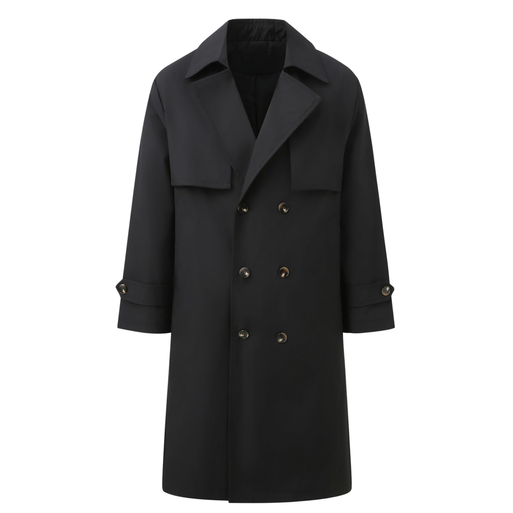 Allthemen Herren Trenchcoat Lang Herbst Mantel Zweireihig Winddicht Jacke Leicht Business Übergangsjacke Klassisch