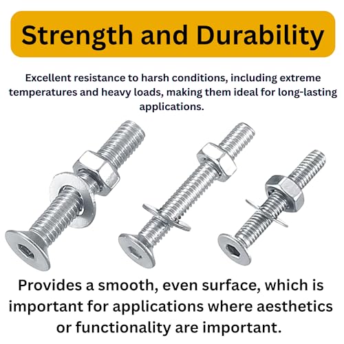 Image of Epi-Torque Stainless Steel 202 Grade Flat Head Internal Hex M5 Counter Sunk Full Thread Nuts & Bolts Assortment with Matching Hex Nuts, Flat Washer & Allen Keys Pack of 405 Pcs