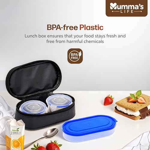 Image of Mumma's LIFE Stainless Steel Lunch Box Suitable for School, Offices and picnics(280 ML) (Black) (GLORE)