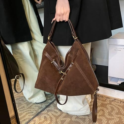 Suede Crossbody Bag 2025 Fall Winter Suede Tote Bag Hobo Purse Casual Shoulder Handbag Large Satchel for Women3