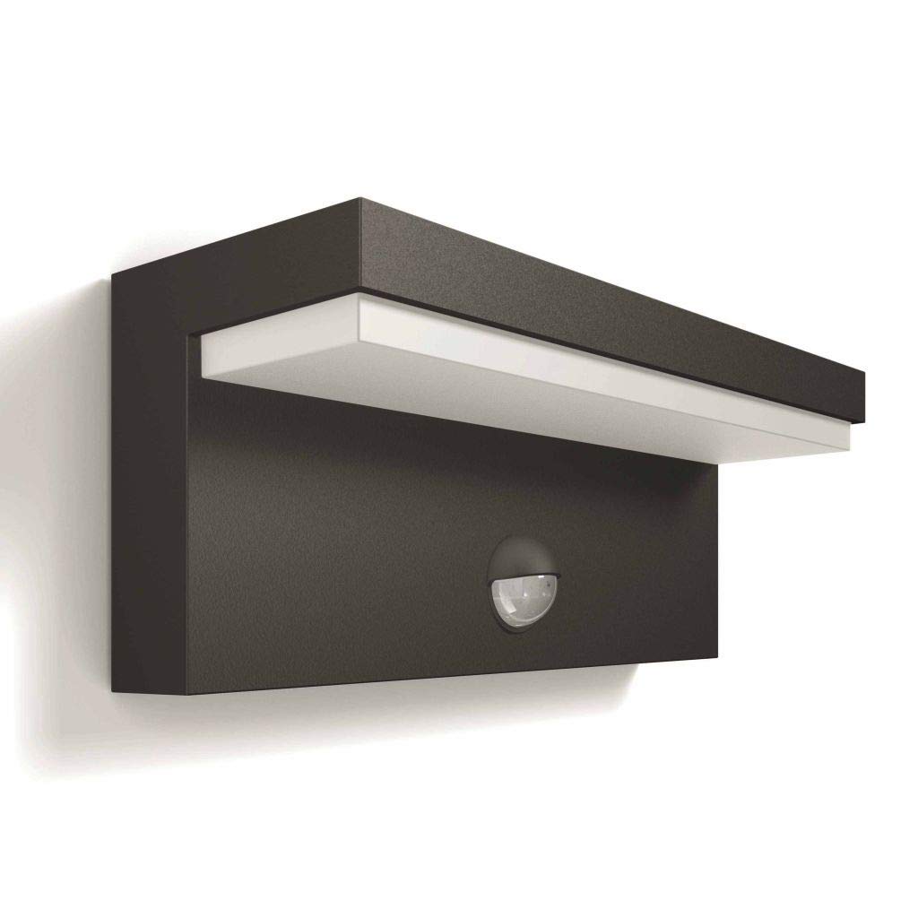 Philips LED Bustan Lampada da Parete da Esterno con Sensore di Movimento, Luce Bianca Calda, Grigio Scuro