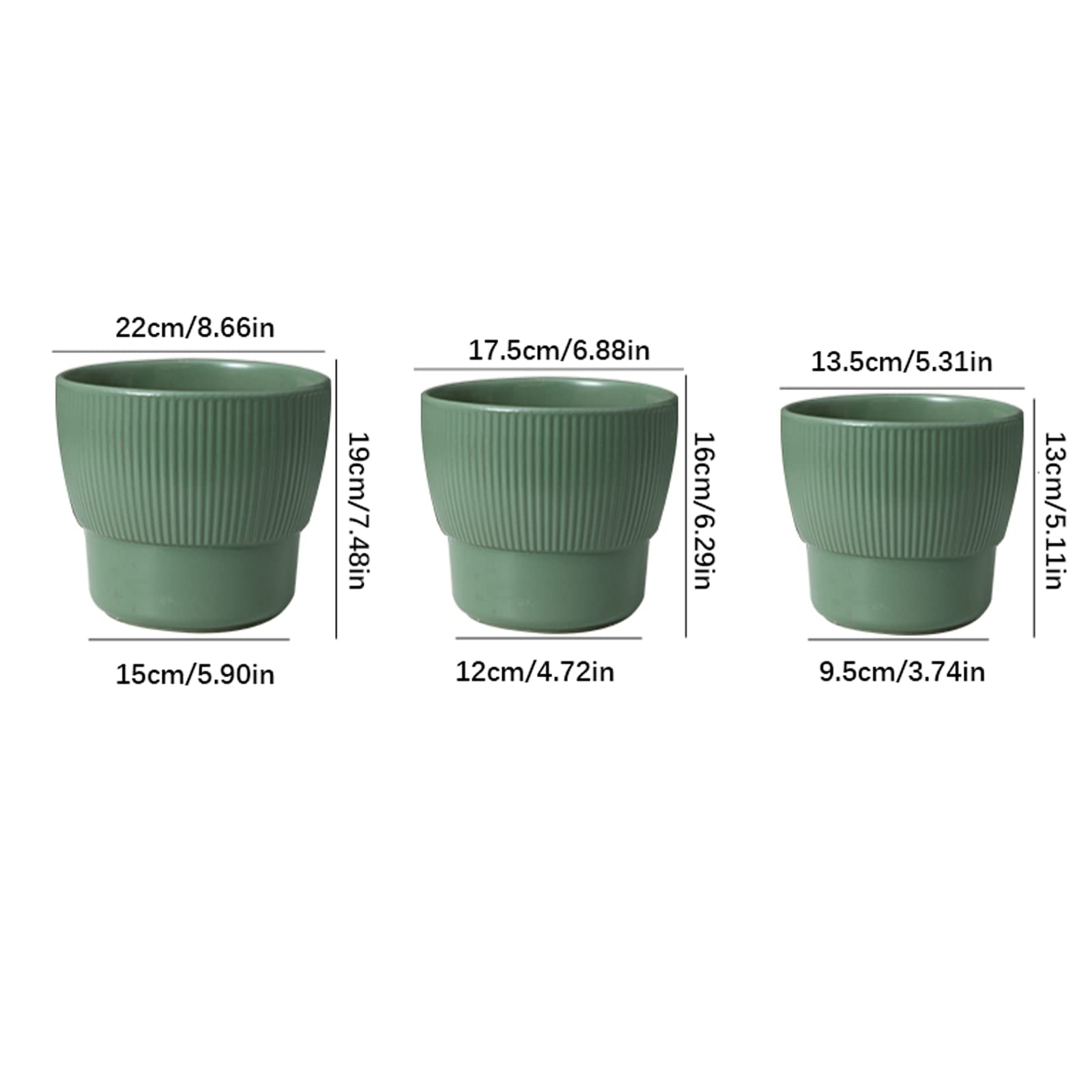 Vasi da Giardino Vaso per Piante a Strisce Verticali, Moderno Vaso da Fiori in Ceramica, fioriera Rotonda con Foro di drenaggio per l'home Office all'aperto/Interno