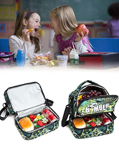 Mohco Kids Lunch Bag Insulated Bento Cooler Bag Two Compartments Cooler For Boys And Girls With Adjustable Strap Travel Lunch Tote #TOP5