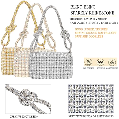 Image of BBTT.ful Rhinestone Evening Handbags Sparkling Crystal Purse Daily Casual Shoulder Bag