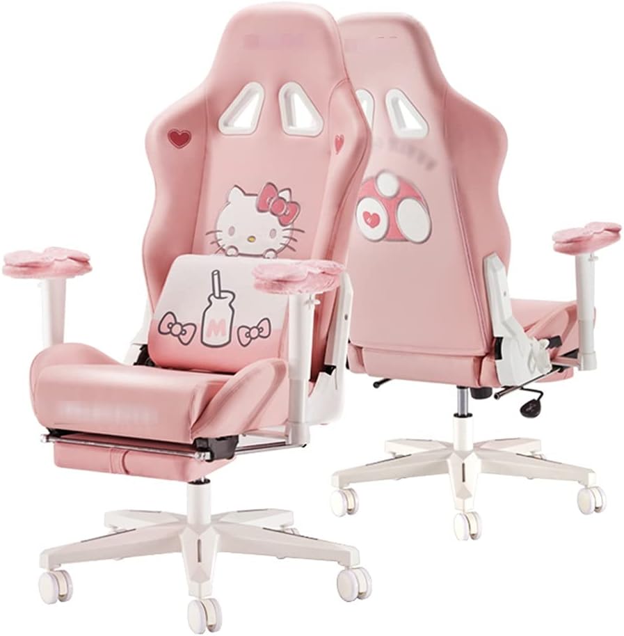Gaming Chair Pink Computer Chair Game Chair Home Study Chair Study Chair Comfortable backrest Chair Rotating Lift Chair (Color : Pink Size : 7070128cm)