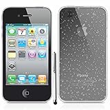  Vcomp® - Cover in silicone antiurto, ultraslim, motivo a grani galleggianti per Apple iPhone 4/4S/4G, con pennino capacitivo incluso, colore: Bianco