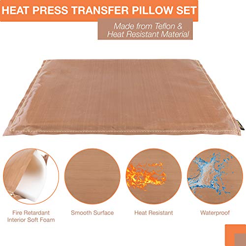 Amazing Creations Heat Press Pillow Bundle Includes 4 Transfer Pillows, 2 Teflon Sheets and 1