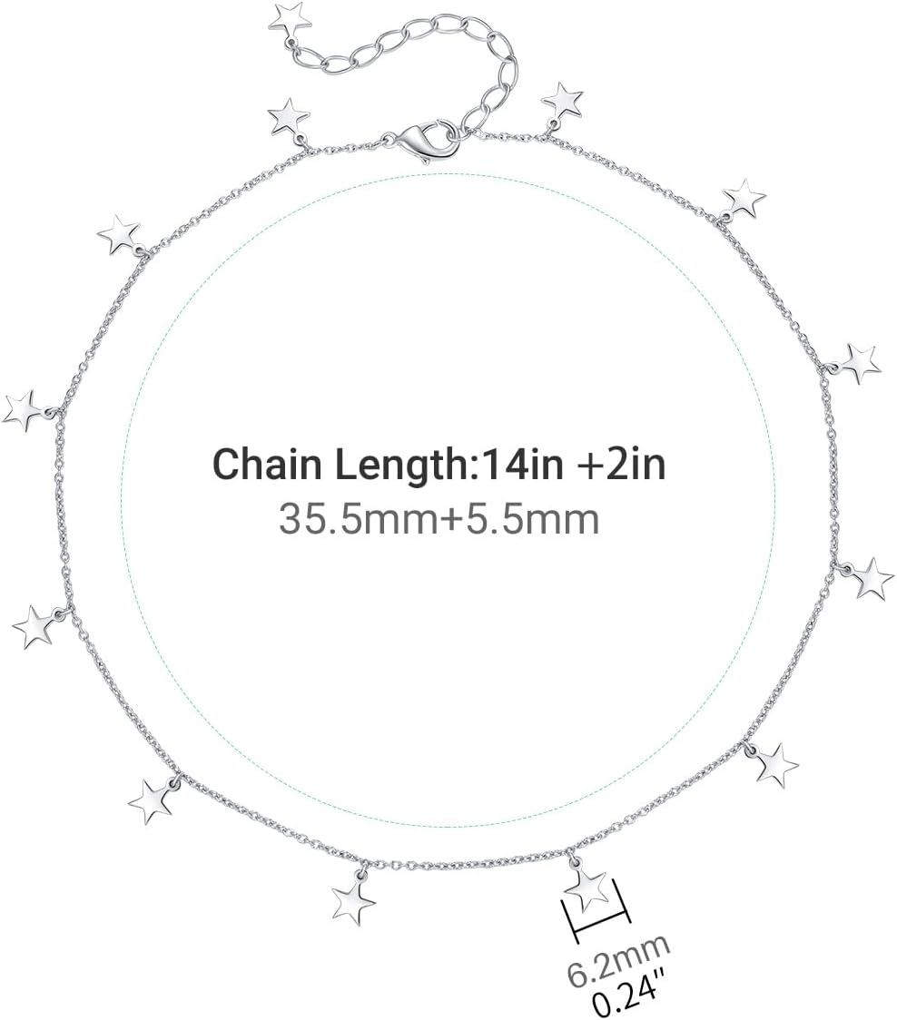 Star Necklace for Women White Gold 14K Gold Plated Layered Star Choker Necklace for Women Thanksgiving Christmas Jewelry Gifts - Image 6