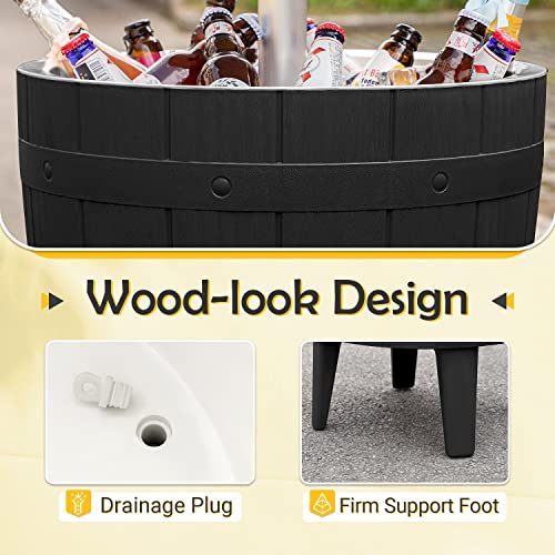 Greesum Outdoor 10 Gallon Cooler Bar, 3 In 1 Resin Patio Beer And Wine Ice Bucket Cocktail Tables With Adjustable Height For Party And Deck, Black #TOP5