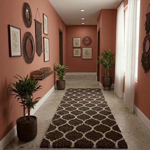 Image of Ultra Premium Shaggy Polyester Micro Rug | Super Soft Fluffy Carpet | Non-Slip Washable Area Rug for Bedroom Living Room - (Coffee M, 3x8 feet, Rectangular)