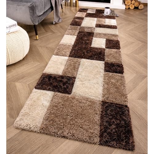 Image of 2x8 feet Soft Runner Rug for Living Room and Bedroom, Modern Indoor Floor Carpet with Non-Slip Backing, Comfortable Decorative Home Decor Rug, Easy Clean & Durable- (3D Coffee B, Rectangular)