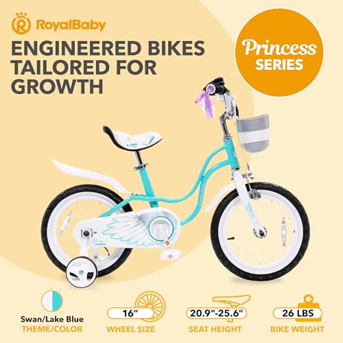 Image of Royalbaby Princess Girls Kids Bike 12 14 16 18 20 Inch Children Bicycle with Basket for Age 3-12 Years
