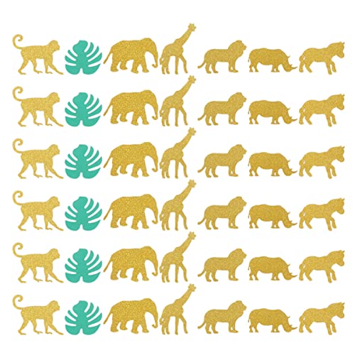 Cabilock 100pcs Confeti De Animales y Monstera Decoraciones Creativas Para Fiesta De Cumpleaños Papel Para Esparcir Decoración Fiestas