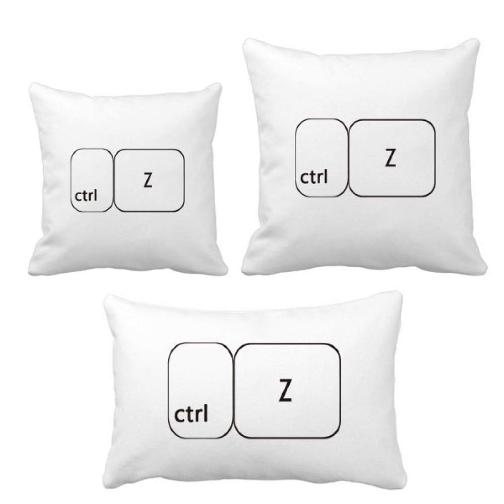 Coussin Ctrl Z DIYthinker ensemble de deux oreillers carrés pour décoration de bureau ou canapé